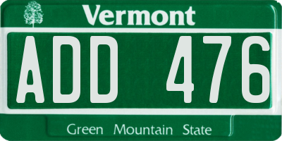 VT license plate ADD476