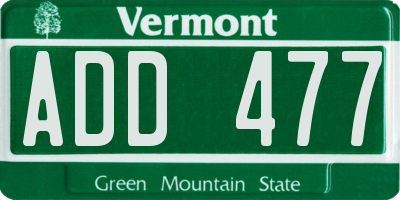 VT license plate ADD477