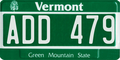 VT license plate ADD479