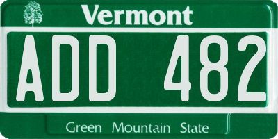 VT license plate ADD482