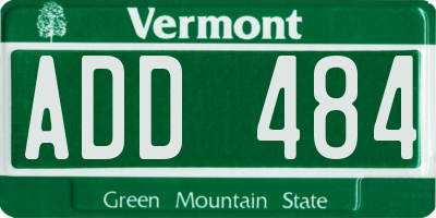 VT license plate ADD484