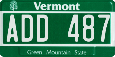 VT license plate ADD487