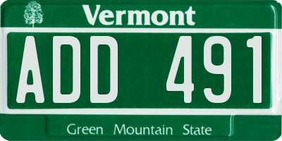 VT license plate ADD491
