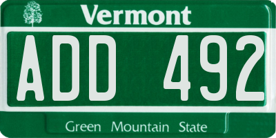 VT license plate ADD492