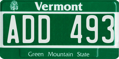 VT license plate ADD493