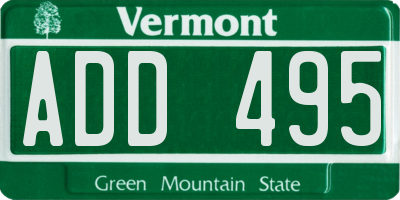 VT license plate ADD495