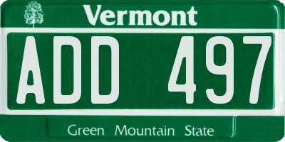 VT license plate ADD497