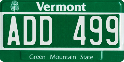 VT license plate ADD499