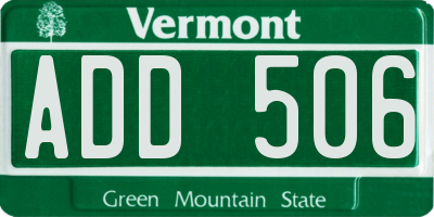 VT license plate ADD506