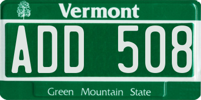 VT license plate ADD508