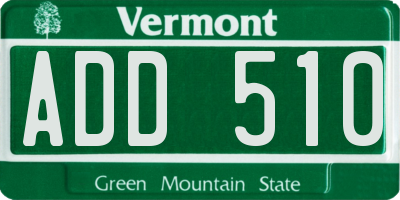 VT license plate ADD510
