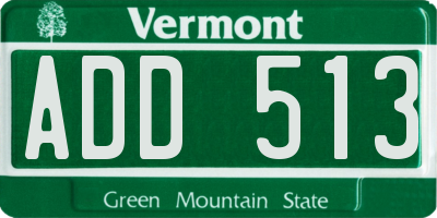 VT license plate ADD513