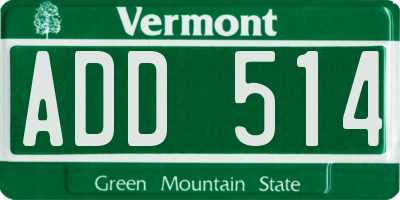 VT license plate ADD514