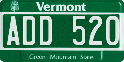 VT license plate ADD520