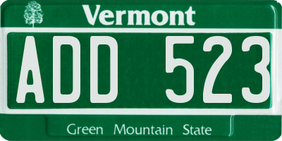 VT license plate ADD523