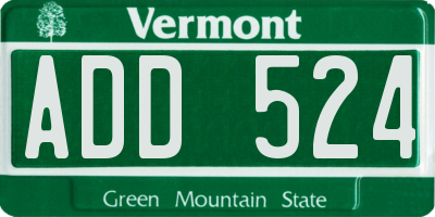 VT license plate ADD524