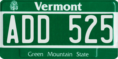 VT license plate ADD525