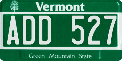 VT license plate ADD527