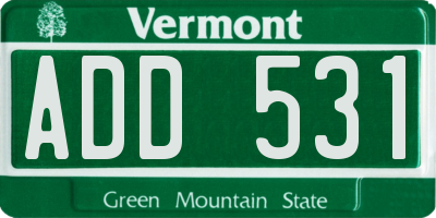 VT license plate ADD531