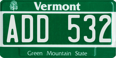 VT license plate ADD532