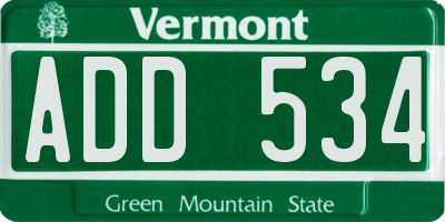 VT license plate ADD534