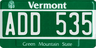 VT license plate ADD535