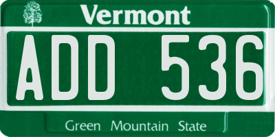 VT license plate ADD536