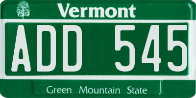 VT license plate ADD545