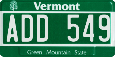 VT license plate ADD549