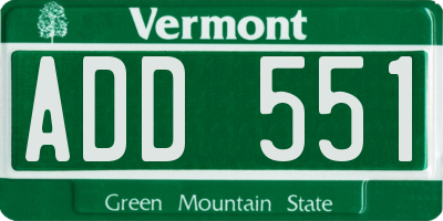 VT license plate ADD551