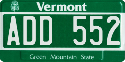 VT license plate ADD552