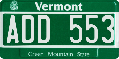 VT license plate ADD553