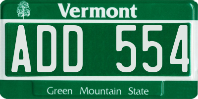 VT license plate ADD554