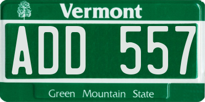 VT license plate ADD557