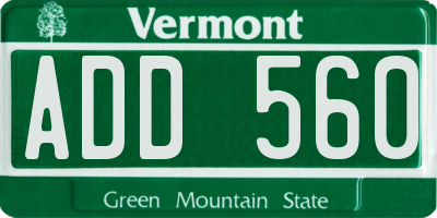 VT license plate ADD560
