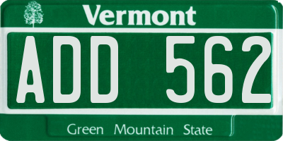 VT license plate ADD562