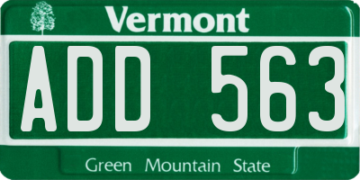VT license plate ADD563