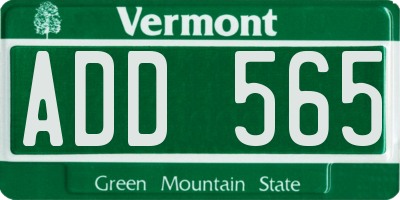 VT license plate ADD565