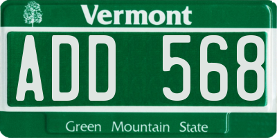 VT license plate ADD568