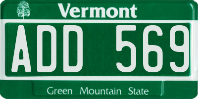 VT license plate ADD569