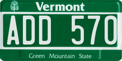 VT license plate ADD570