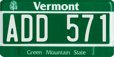 VT license plate ADD571