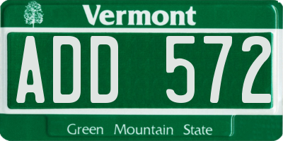 VT license plate ADD572