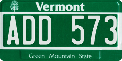 VT license plate ADD573