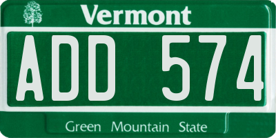 VT license plate ADD574