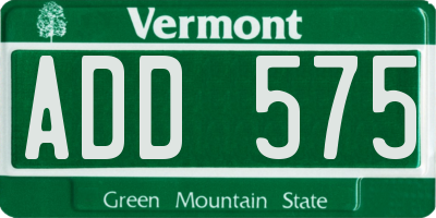 VT license plate ADD575
