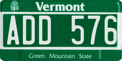 VT license plate ADD576