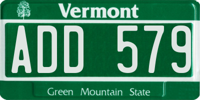 VT license plate ADD579