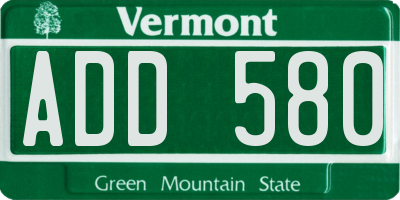 VT license plate ADD580