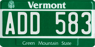 VT license plate ADD583